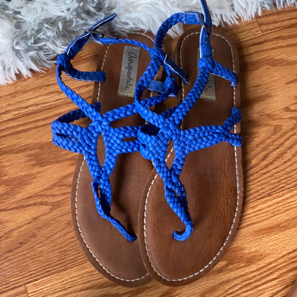 Blue braided sandals